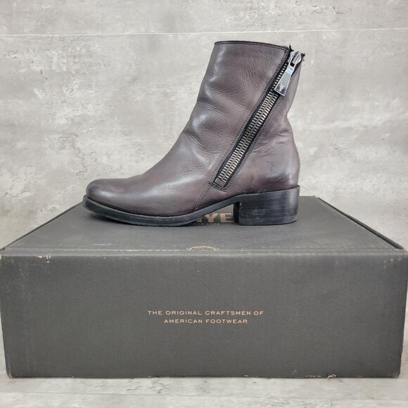 Frye Demi Zip Bootie Boots Womens Size 7.5M Leather Side Zip Ankle Shoes - Picture 1 of 15